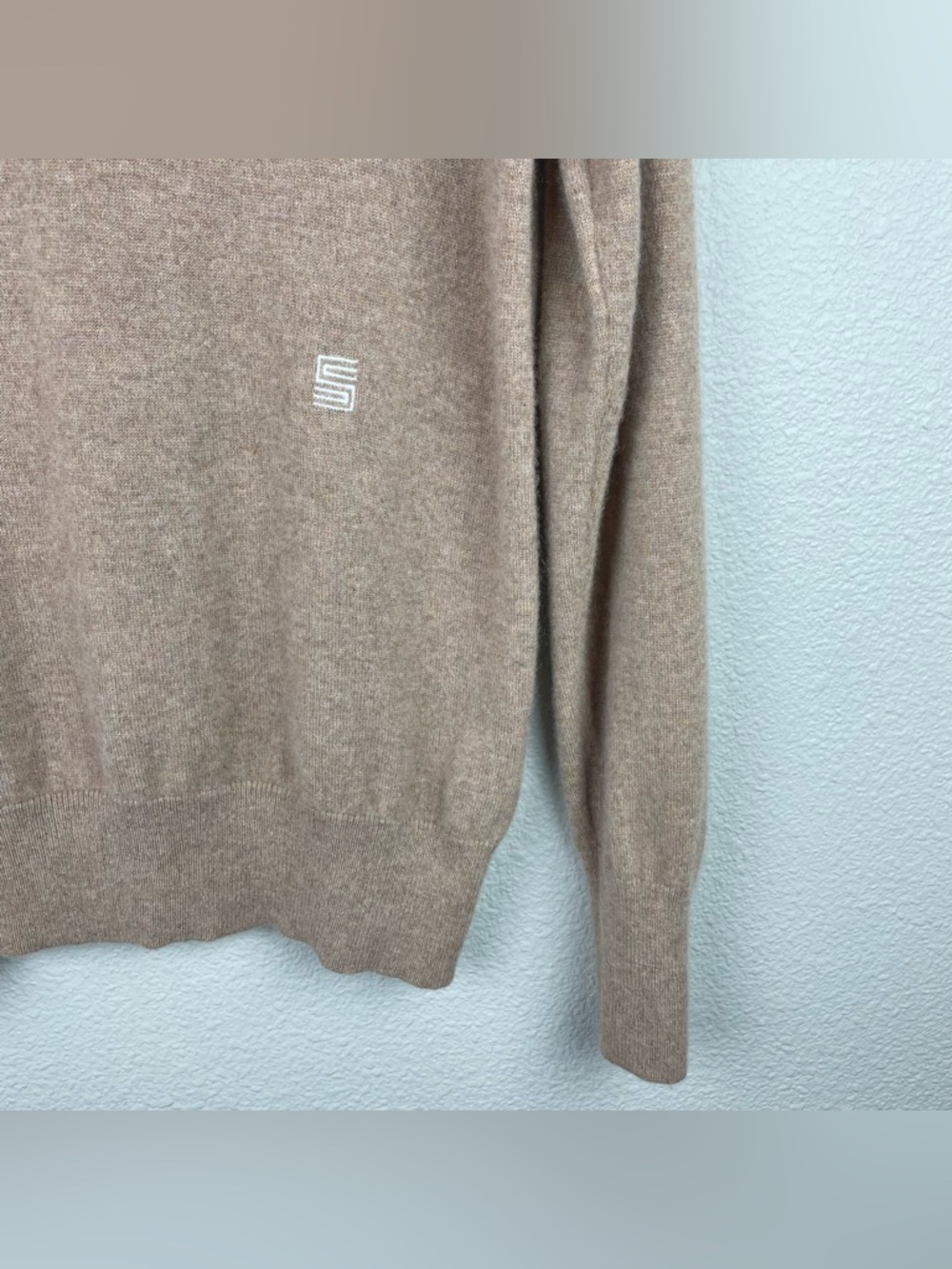 Sandro Women's XS Cashmere Sweatshirt Crewneck Sweater Camel Light Brown Luxury - Picture 3 of 15